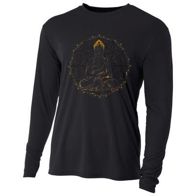 Buddha Statue Buddhist Buddhism Zen Yoga Meditation Guatama Cooling Performance Long Sleeve Crew