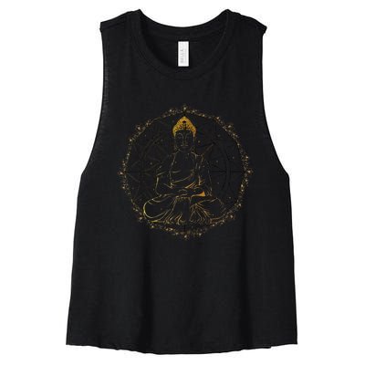 Buddha Statue Buddhist Buddhism Zen Yoga Meditation Guatama Women's Racerback Cropped Tank