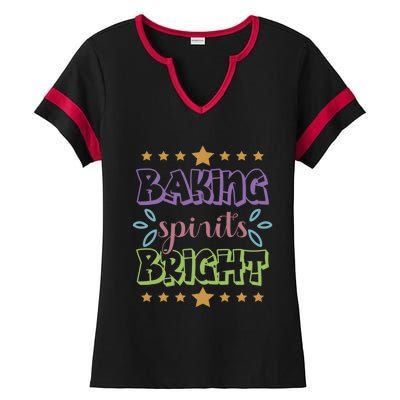 Baking Spirits Bright Funny Cooking Baking Christmas Gift Ladies Halftime Notch Neck Tee