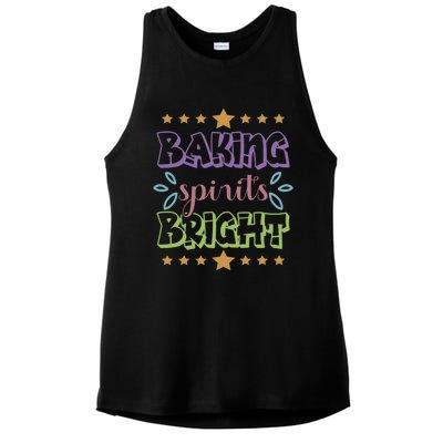 Baking Spirits Bright Funny Cooking Baking Christmas Gift Ladies PosiCharge Tri-Blend Wicking Tank