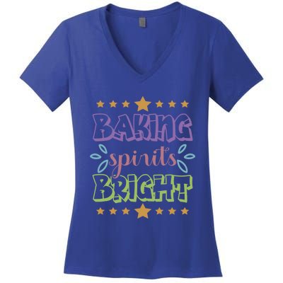 Baking Spirits Bright Funny Cooking Baking Christmas Gift Women's V-Neck T-Shirt