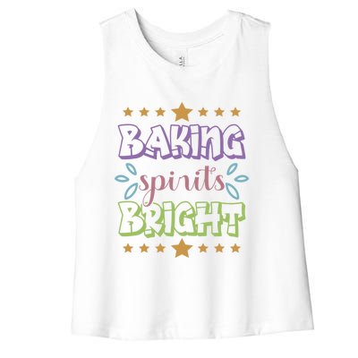 Baking Spirits Bright Funny Cooking Baking Christmas Gift Women's Racerback Cropped Tank