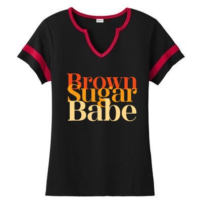 Brown Sugar Babe Proud Black History Women Pride Juneteenth Ladies Halftime Notch Neck Tee