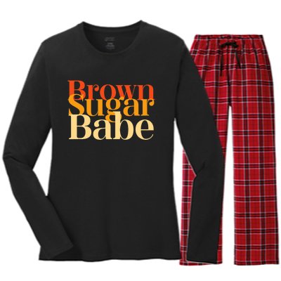 Brown Sugar Babe Proud Black History Women Pride Juneteenth Women's Long Sleeve Flannel Pajama Set 