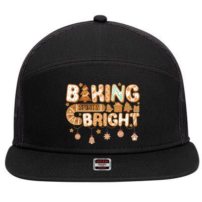 Baking Spirits Bright Gingerbread Christmas Cookies Xmas Funny Gift 7 Panel Mesh Trucker Snapback Hat