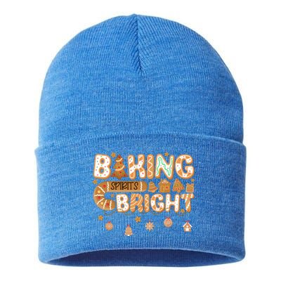 Baking Spirits Bright Gingerbread Christmas Cookies Xmas Funny Gift Sustainable Knit Beanie