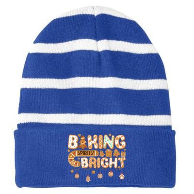 Baking Spirits Bright Gingerbread Christmas Cookies Xmas Funny Gift Striped Beanie with Solid Band