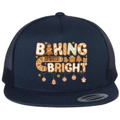 Baking Spirits Bright Gingerbread Christmas Cookies Xmas Funny Gift Flat Bill Trucker Hat