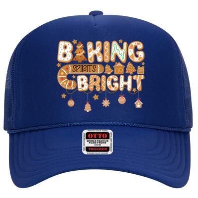 Baking Spirits Bright Gingerbread Christmas Cookies Xmas Funny Gift High Crown Mesh Back Trucker Hat