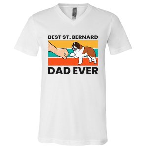 Best Saint Bernard Dad Ever Funny St. Bernard V-Neck T-Shirt