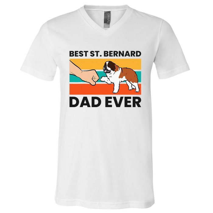 Best Saint Bernard Dad Ever Funny St. Bernard V-Neck T-Shirt