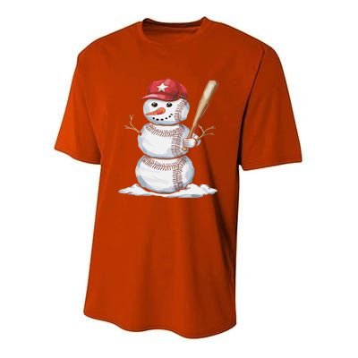 Baseball Snow Balls Snow Christmas Xmas Gift Youth Performance Sprint T-Shirt