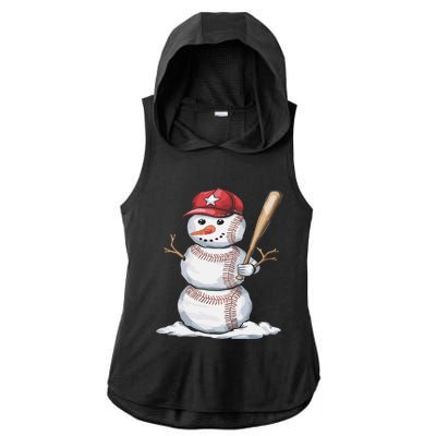 Baseball Snow Balls Snow Christmas Xmas Gift Ladies PosiCharge Tri-Blend Wicking Draft Hoodie Tank