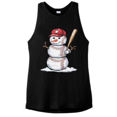 Baseball Snow Balls Snow Christmas Xmas Gift Ladies PosiCharge Tri-Blend Wicking Tank