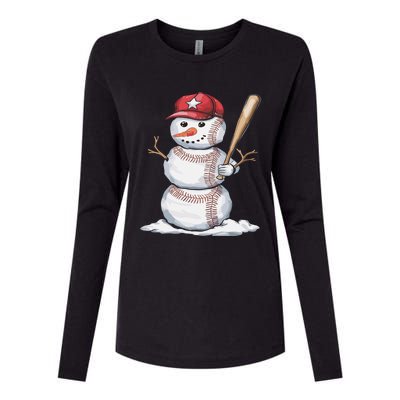 Baseball Snow Balls Snow Christmas Xmas Gift Womens Cotton Relaxed Long Sleeve T-Shirt