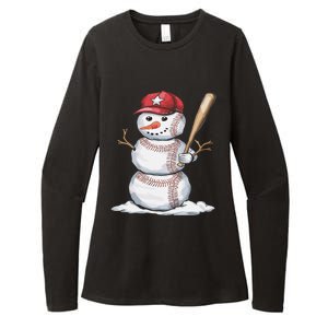 Baseball Snow Balls Snow Christmas Xmas Gift Womens CVC Long Sleeve Shirt