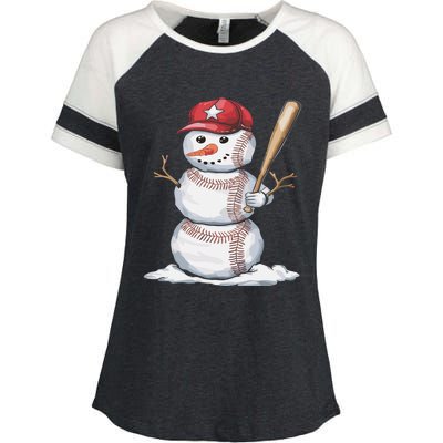 Baseball Snow Balls Snow Christmas Xmas Gift Enza Ladies Jersey Colorblock Tee