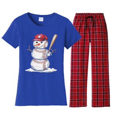 Baseball Snow Balls Snow Christmas Xmas Gift Women's Flannel Pajama Set