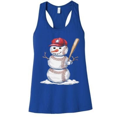 Baseball Snow Balls Snow Christmas Xmas Gift Women's Racerback Tank