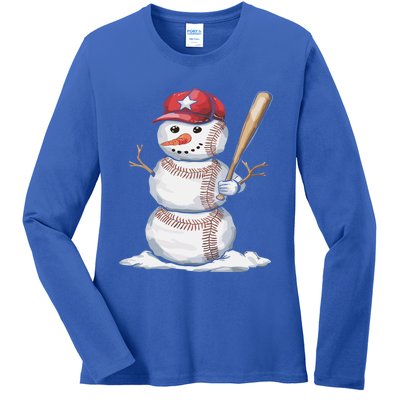 Baseball Snow Balls Snow Christmas Xmas Gift Ladies Long Sleeve Shirt