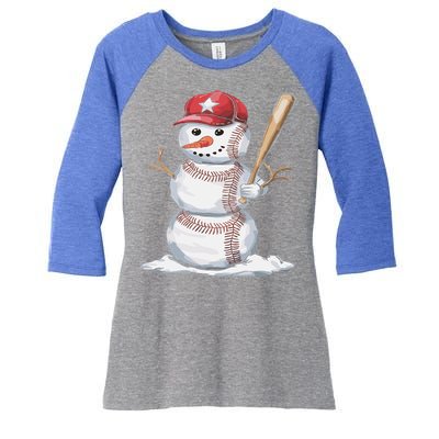 Baseball Snow Balls Snow Christmas Xmas Gift Women's Tri-Blend 3/4-Sleeve Raglan Shirt