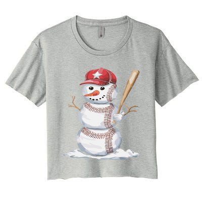 Baseball Snow Balls Snow Christmas Xmas Gift Women's Crop Top Tee