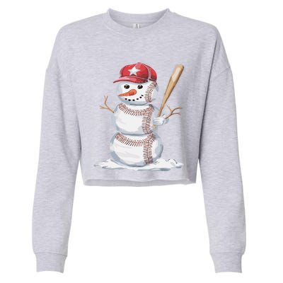 Baseball Snow Balls Snow Christmas Xmas Gift Cropped Pullover Crew