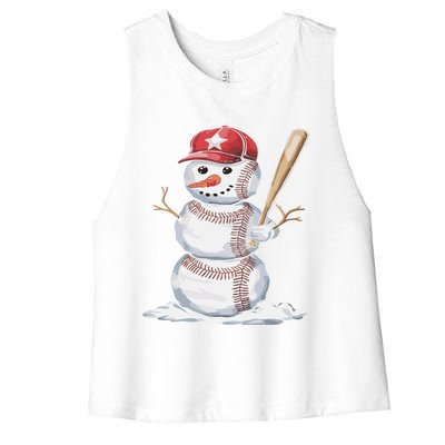 Baseball Snow Balls Snow Christmas Xmas Gift Women's Racerback Cropped Tank