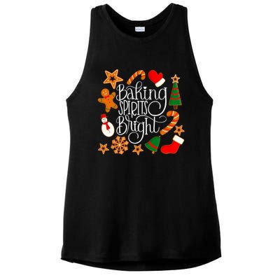 Baking Spirits Bright Gingerbread Christmas Cookies (Dark) Gift Ladies PosiCharge Tri-Blend Wicking Tank