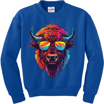 Bison Sunglasses Kids Sweatshirt