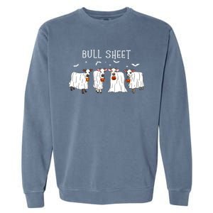 Bull Sheet Boo Ghost Cow Halloween Funny Bull Sheet Cows Funny Gift Garment-Dyed Sweatshirt