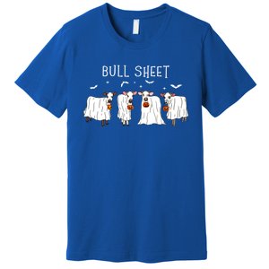 Bull Sheet Boo Ghost Cow Halloween Funny Bull Sheet Cows Funny Gift Premium T-Shirt