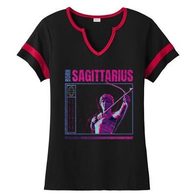 Born Sagittarius Ladies Halftime Notch Neck Tee