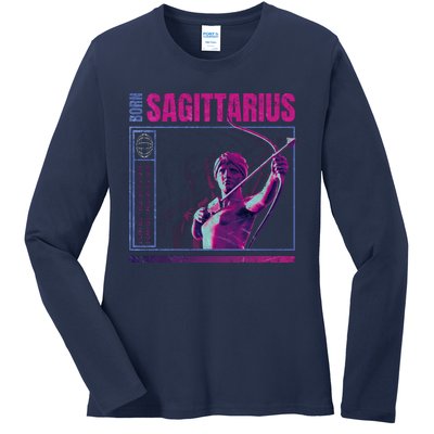 Born Sagittarius Ladies Long Sleeve Shirt