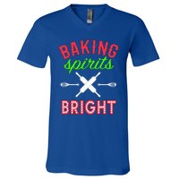 Baking Spirits Bright Funny Gift Funny Bakers Christmas Gift V-Neck T-Shirt