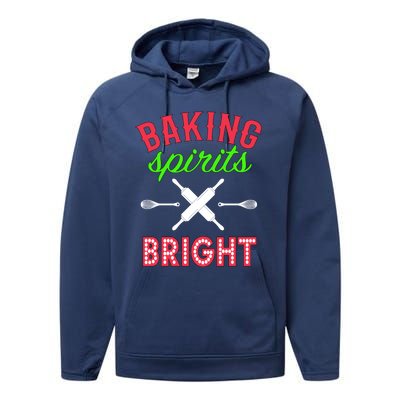 Baking Spirits Bright Funny Gift Funny Bakers Christmas Gift Performance Fleece Hoodie