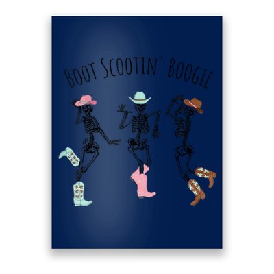 Boot Scootin Boogie Skeletons Dancing Western Halloween Poster