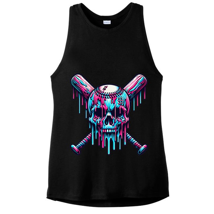 Baseball Skull  Baseball  Baseball Ice Cream  Gift Ladies PosiCharge Tri-Blend Wicking Tank