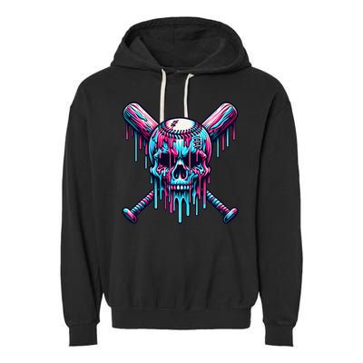Baseball Skull  Baseball  Baseball Ice Cream  Gift Garment-Dyed Fleece Hoodie