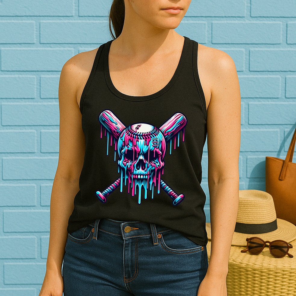 Baseball Skull  Baseball  Baseball Ice Cream  Gift Womens Tank Top