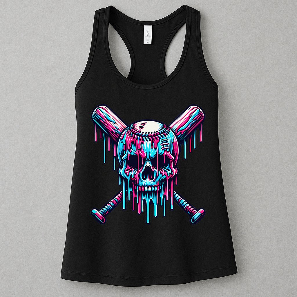 Baseball Skull  Baseball  Baseball Ice Cream  Gift Womens Tank Top