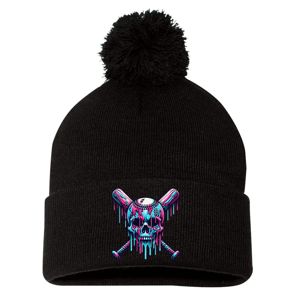 Baseball Skull  Baseball  Baseball Ice Cream  Gift Pom Pom 12in Knit Beanie