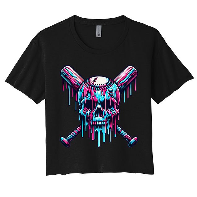 Baseball Skull  Baseball  Baseball Ice Cream  Gift Crop Top