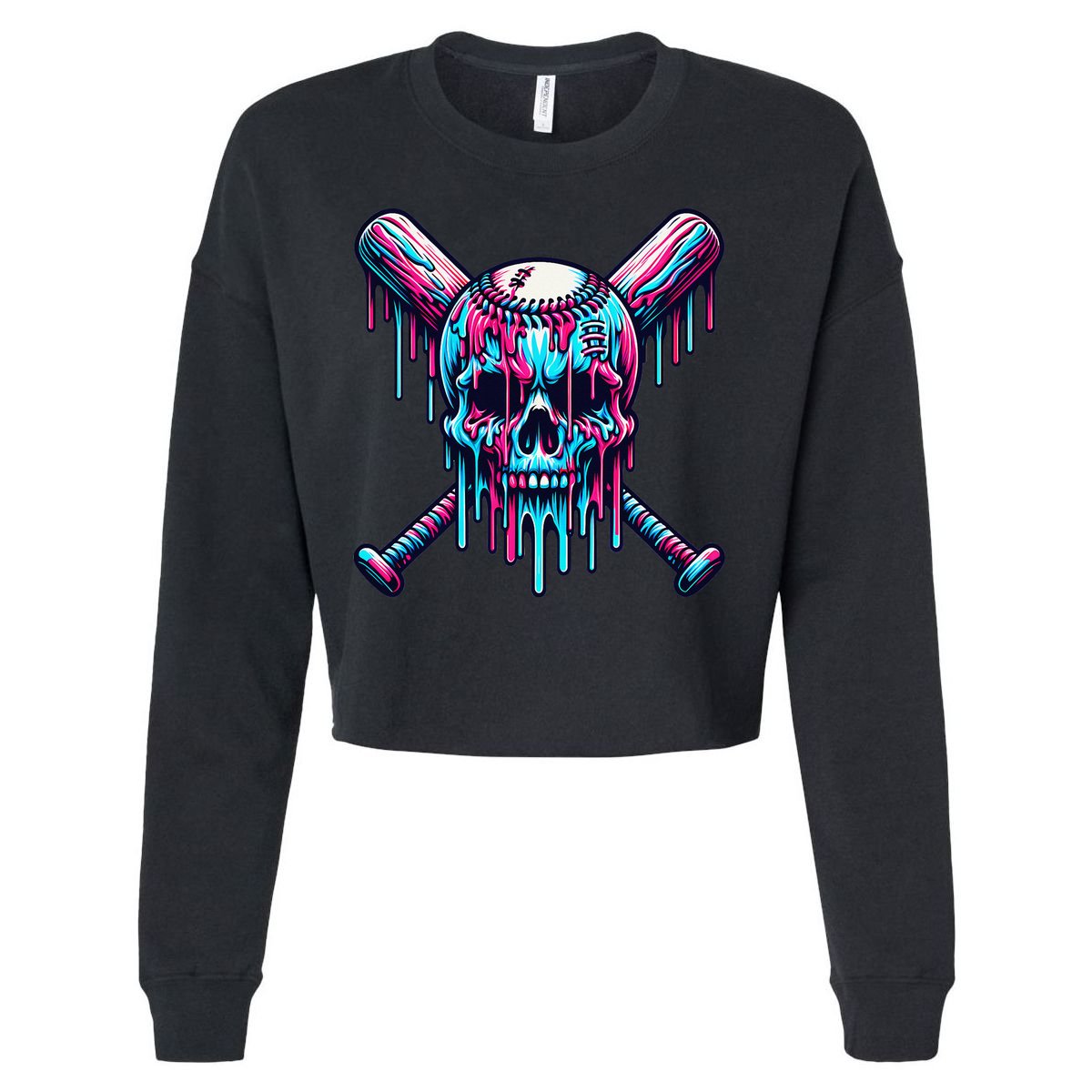 Baseball Skull  Baseball  Baseball Ice Cream  Gift Cropped Pullover Crew