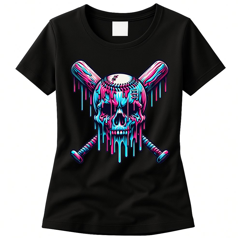 Baseball Skull  Baseball  Baseball Ice Cream  Gift Womens T-Shirt