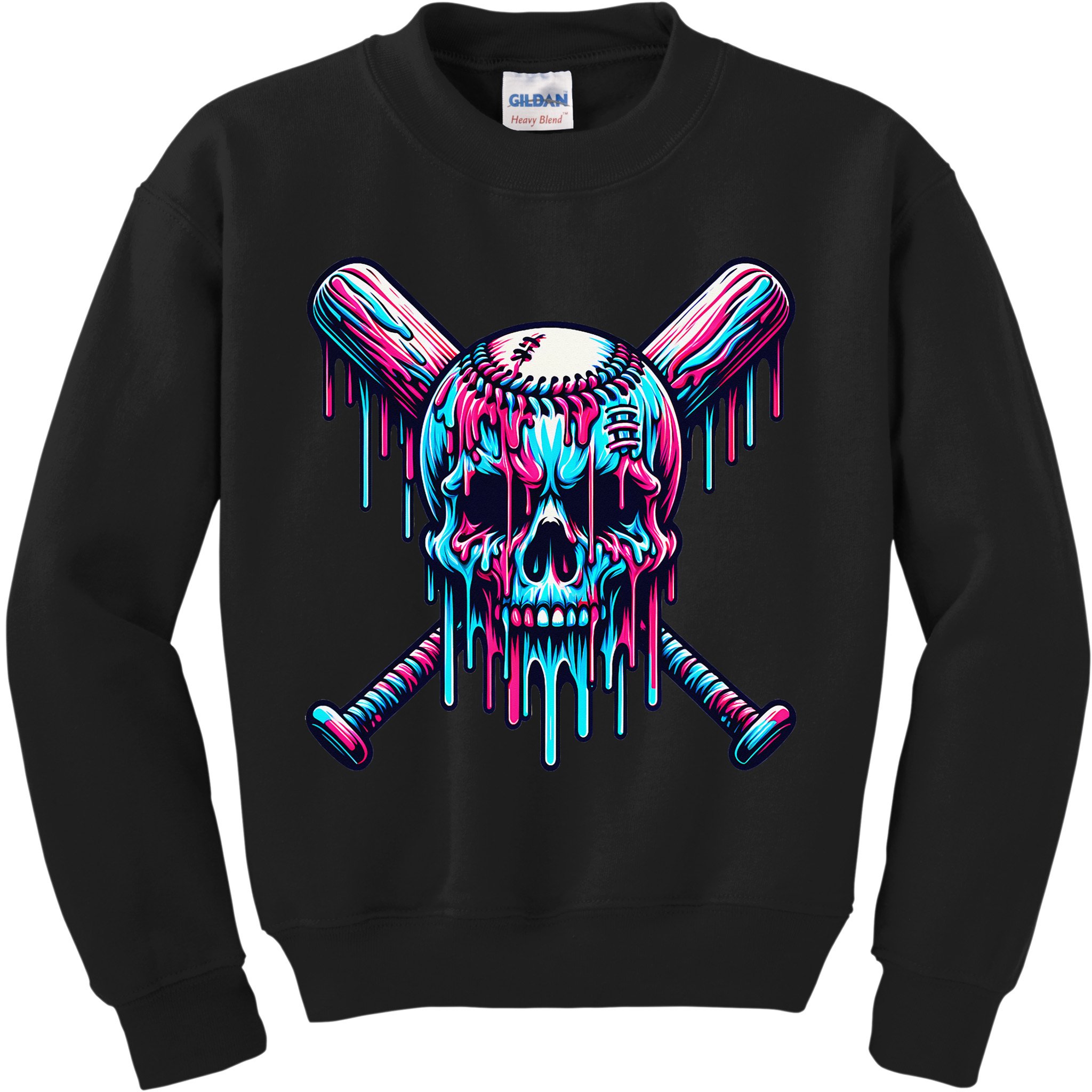 Baseball Skull  Baseball  Baseball Ice Cream  Gift Kids Sweatshirt