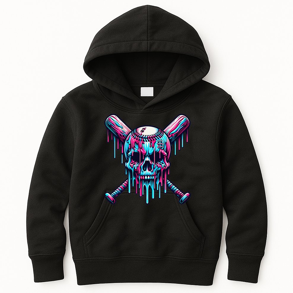Baseball Skull  Baseball  Baseball Ice Cream  Gift Kids Hoodie