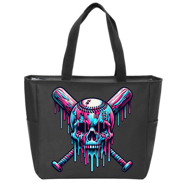 Baseball Skull  Baseball  Baseball Ice Cream  Gift Zip Tote Bag