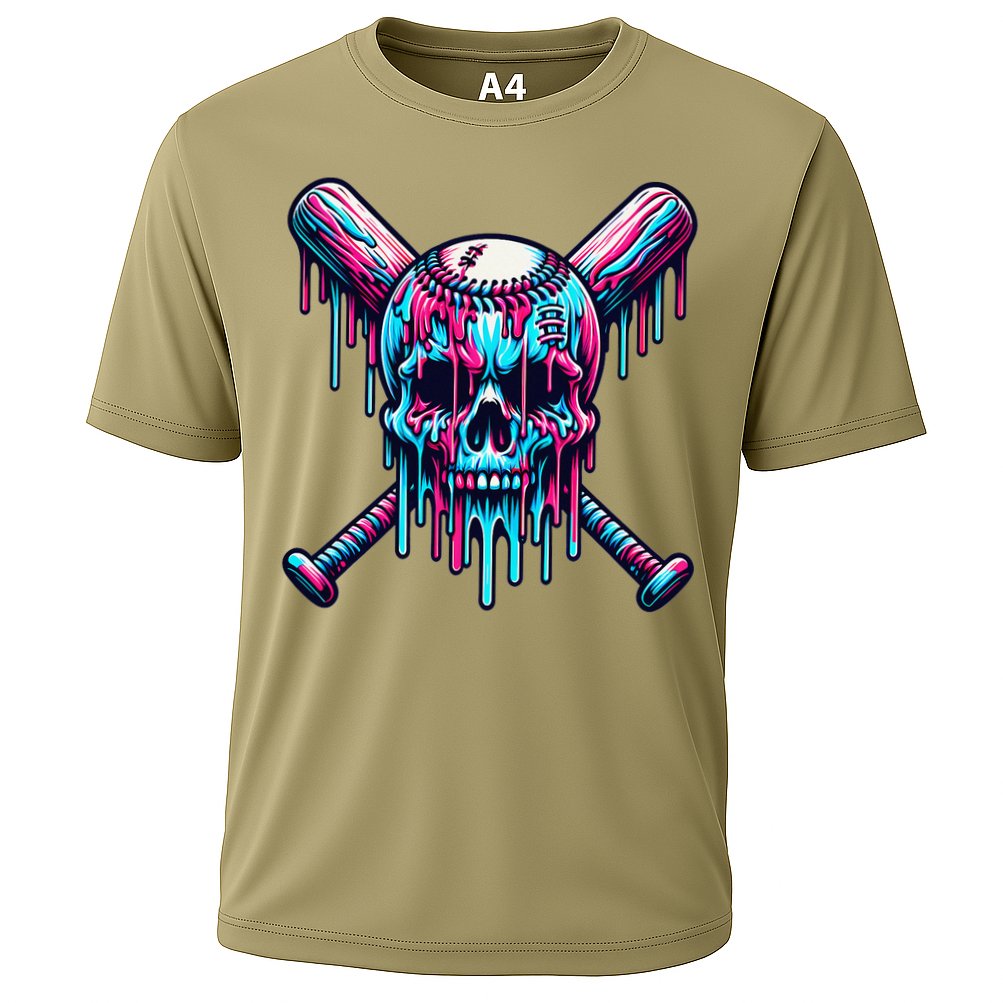 Baseball Skull  Baseball  Baseball Ice Cream  Gift Cooling Performance Crew T-Shirt