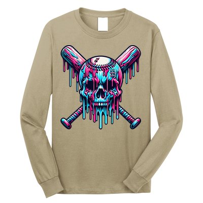 Baseball Skull  Baseball  Baseball Ice Cream  Gift Long Sleeve Shirt